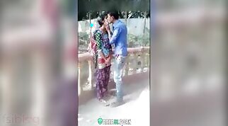 Indian slut wife kissing a strange man on the street, mms sex video
